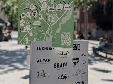 Mapa impreso con las marcas argentinas de La Filial en Barcelona